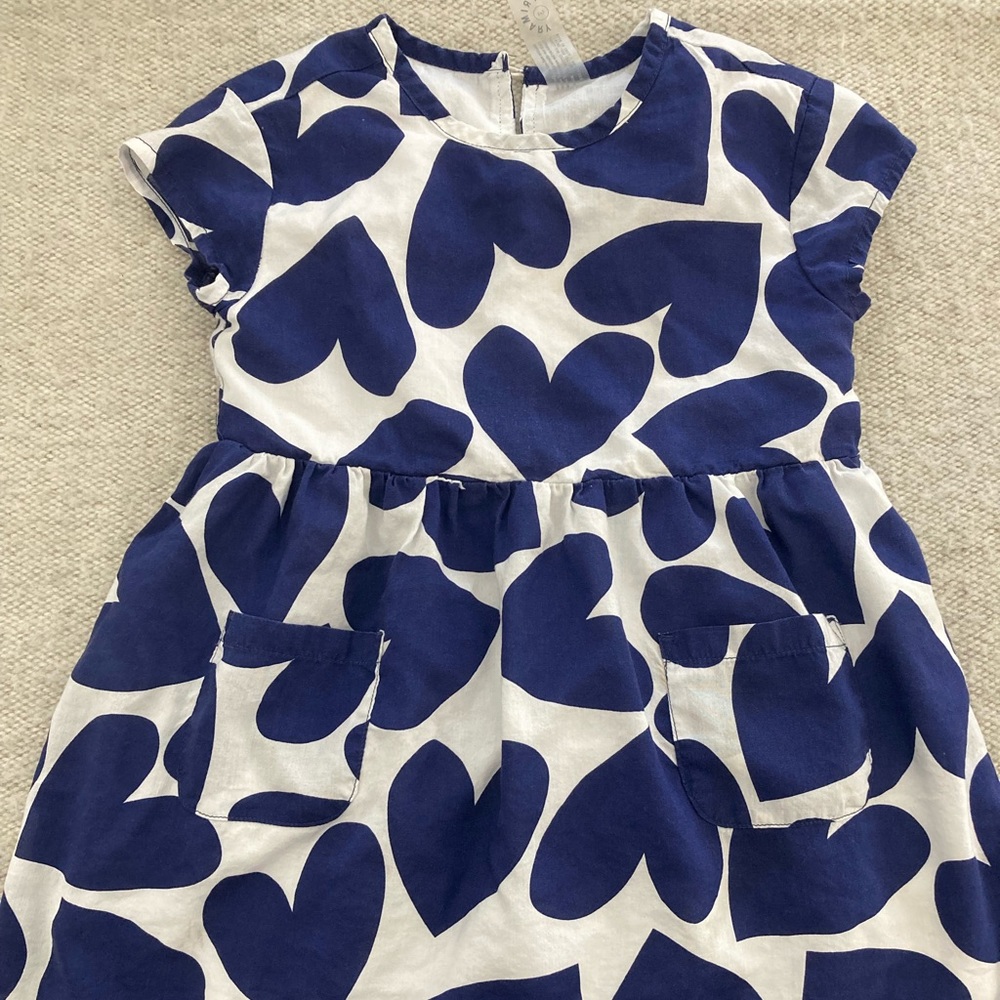 Primary girls 2T dress - blue white hearts